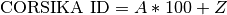 \text{CORSIKA ID} = A*100 + Z